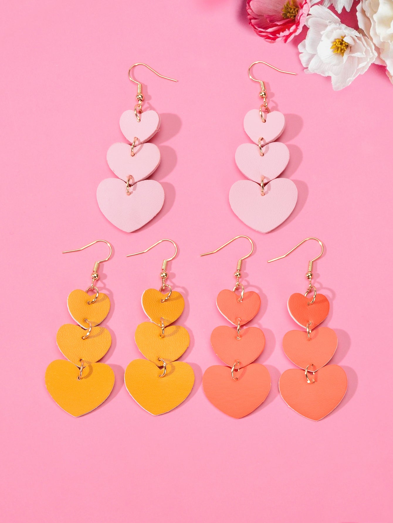 Colorful Overlapping Heart Dangle Earrings - Vibrant and Trendy Accessory
