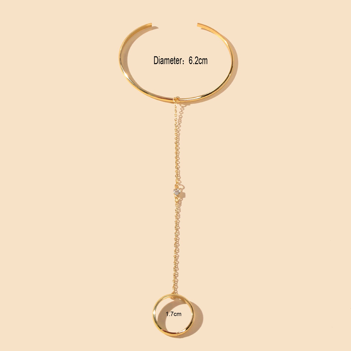 Punk Gold Chain Open Cuff Bangle with Finger Statement Women Slave Bracelets