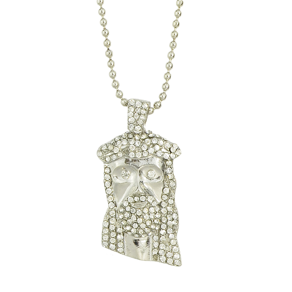 Designer Jewellery Long Silver Gold Popcorn Chain Rhinestone Avatar Pendant Necklace