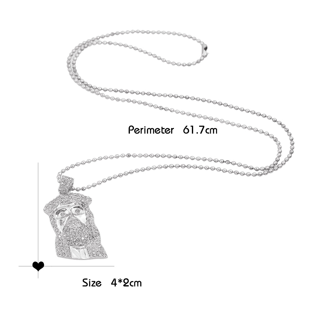 Designer Jewellery Long Silver Gold Popcorn Chain Rhinestone Avatar Pendant Necklace