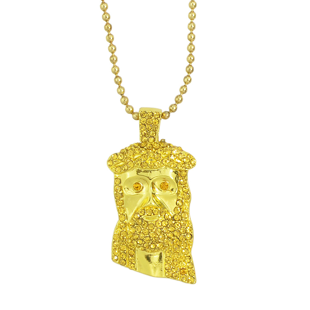 Designer Jewellery Long Silver Gold Popcorn Chain Rhinestone Avatar Pendant Necklace