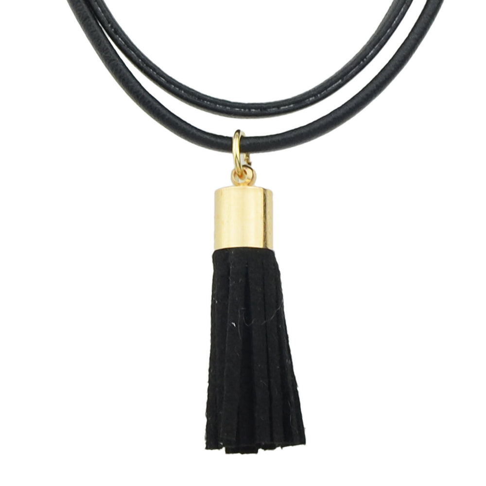 Punk 90s Black Pu Leather Tassel Charm Tattoo Choker Necklace Statement Collar