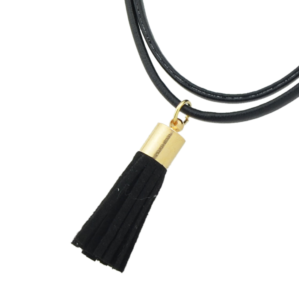 Punk 90s Black Pu Leather Tassel Charm Tattoo Choker Necklace Statement Collar