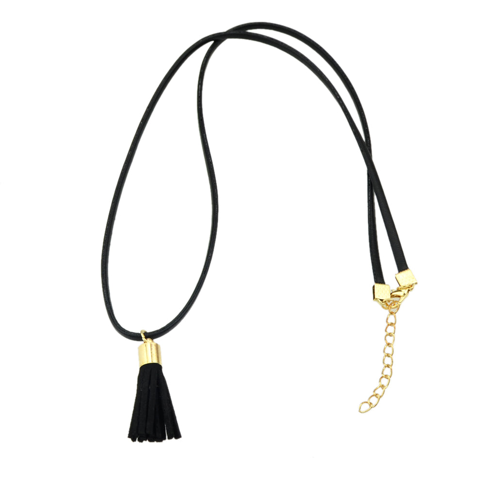 Punk 90s Black Pu Leather Tassel Charm Tattoo Choker Necklace Statement Collar