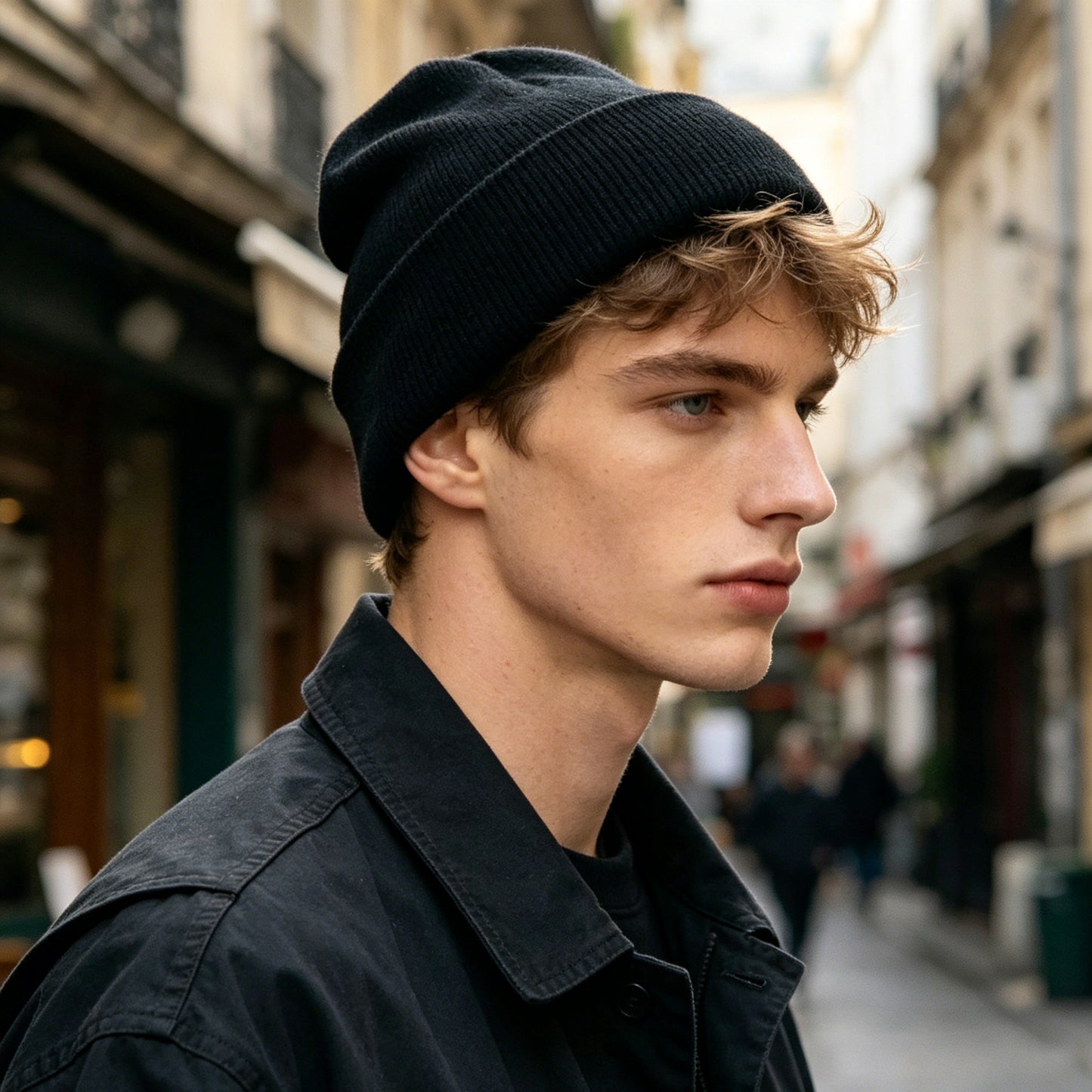 Black Beige Gray Beanie Soft Ribbed Cuffed Knit Men Hat Winter Urban Streetwear