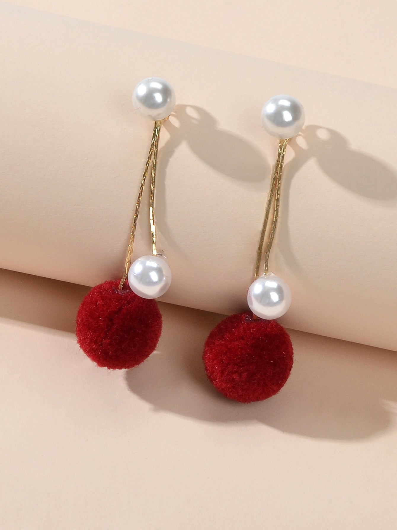 Retro Gold Chain Pearl Decor Ball Dangle Earrings Designer Jewellery Ear Jacket