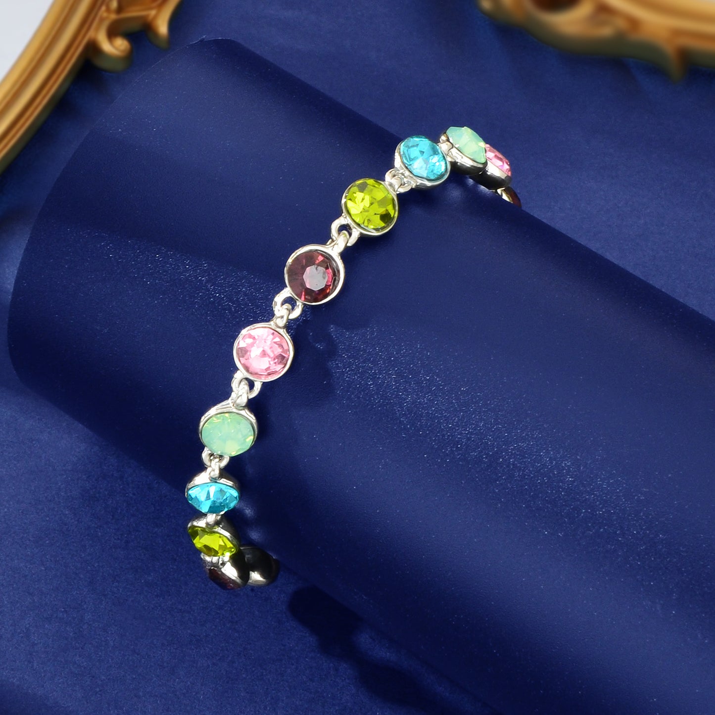 Elegant High Quality Multicolour Rhinestone Decor Bracelet Anniversary Party Prom Jewelry