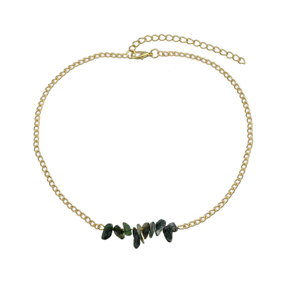 Bohemian Jewelry Gold Chain Irregular Stone Decor Holiday Choker Necklace Collar
