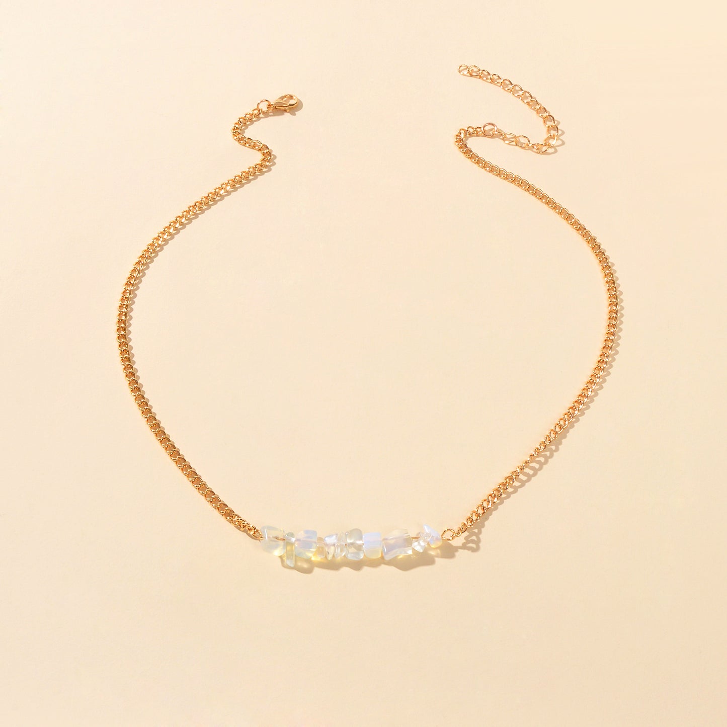 Bohemian Jewelry Gold Chain Irregular Stone Decor Holiday Choker Necklace Collar