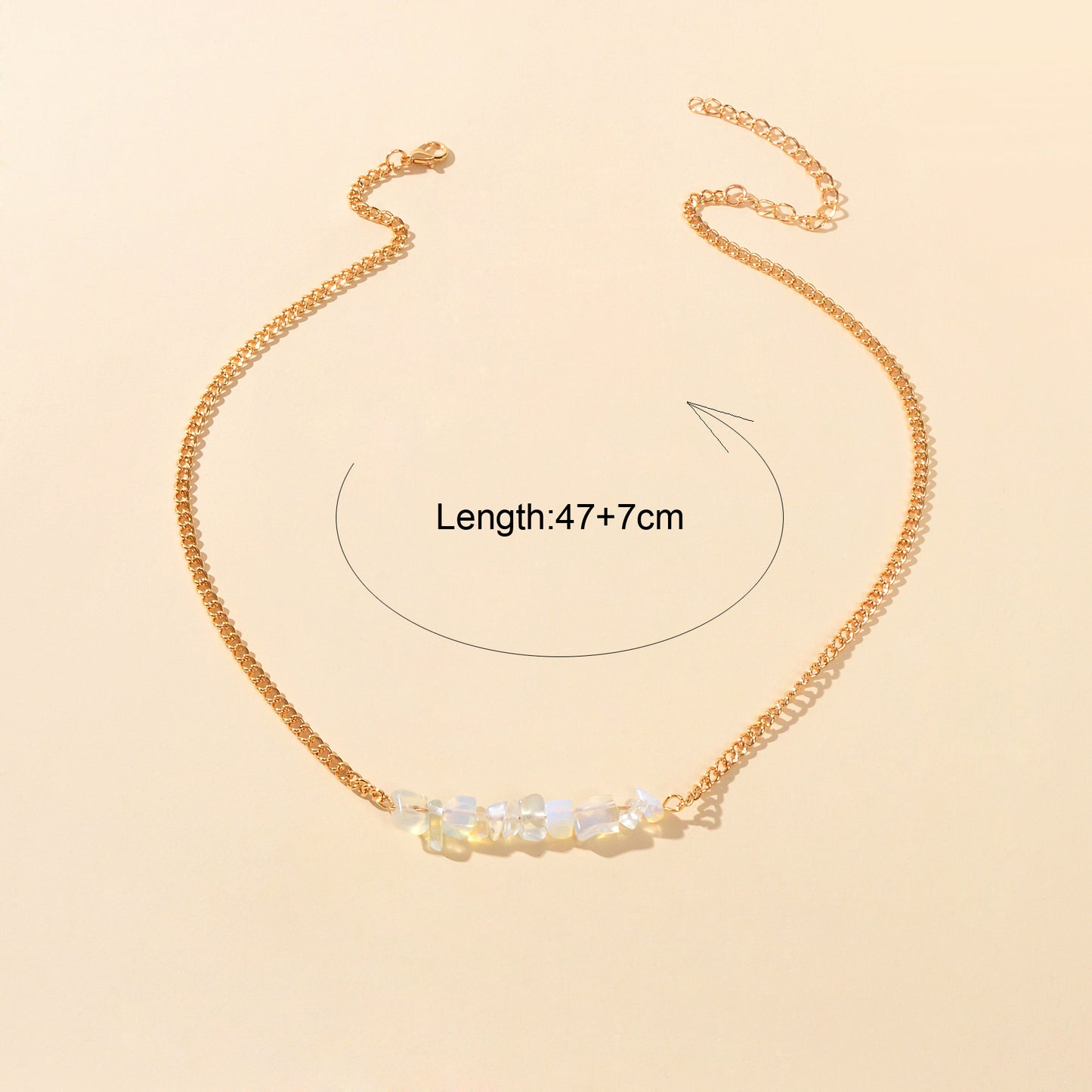 Bohemian Jewelry Gold Chain Irregular Stone Decor Holiday Choker Necklace Collar