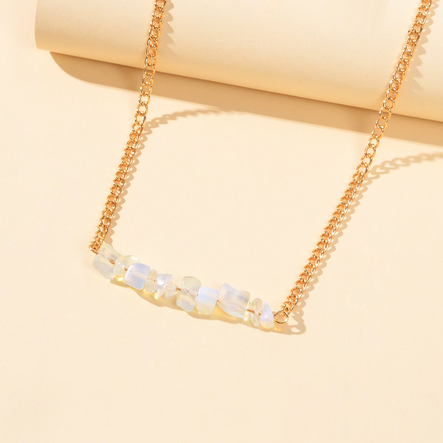 Bohemian Jewelry Gold Chain Irregular Stone Decor Holiday Choker Necklace Collar
