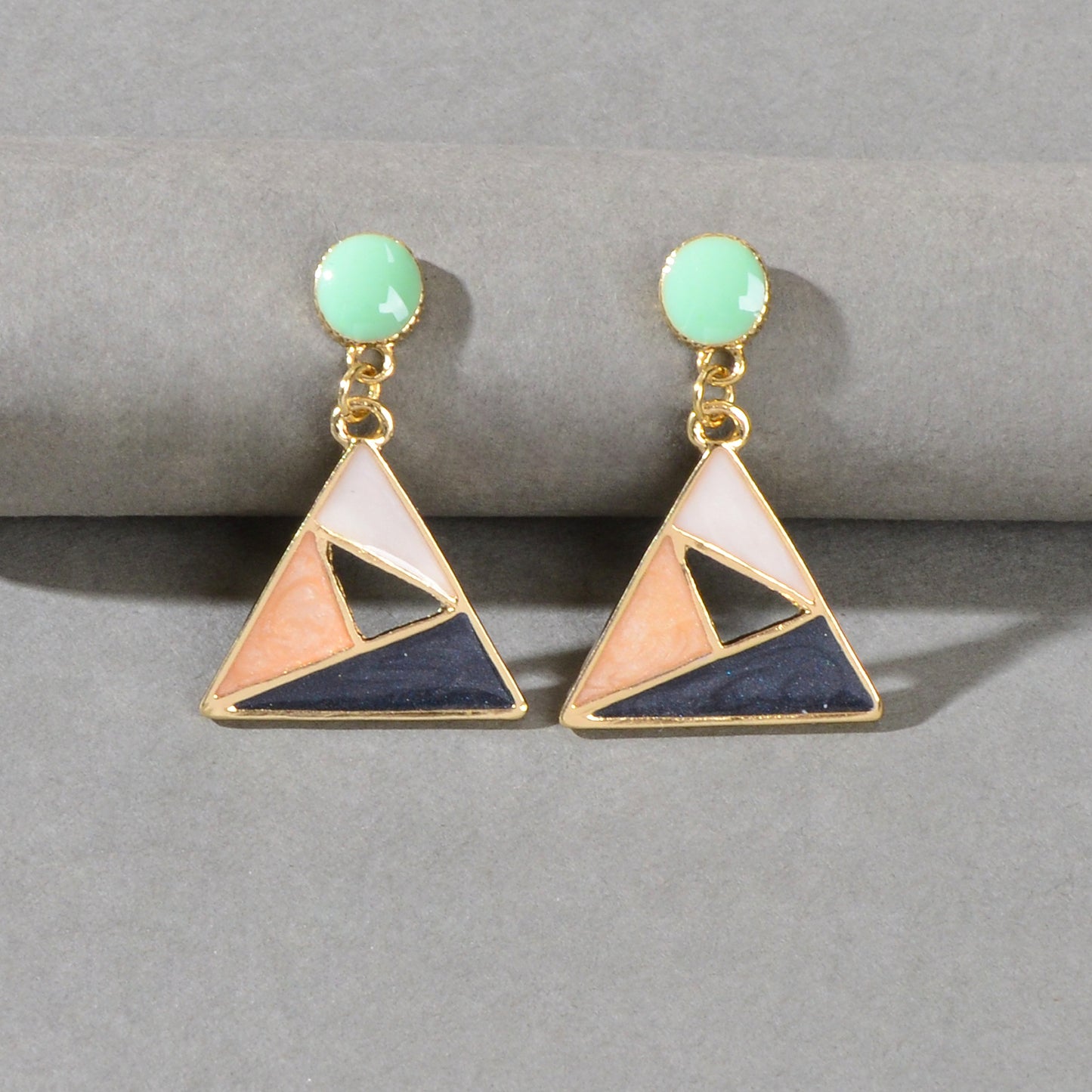 Trendy Multi-colored Enamel Triangle Geometric Dangle Party Designer Earrings