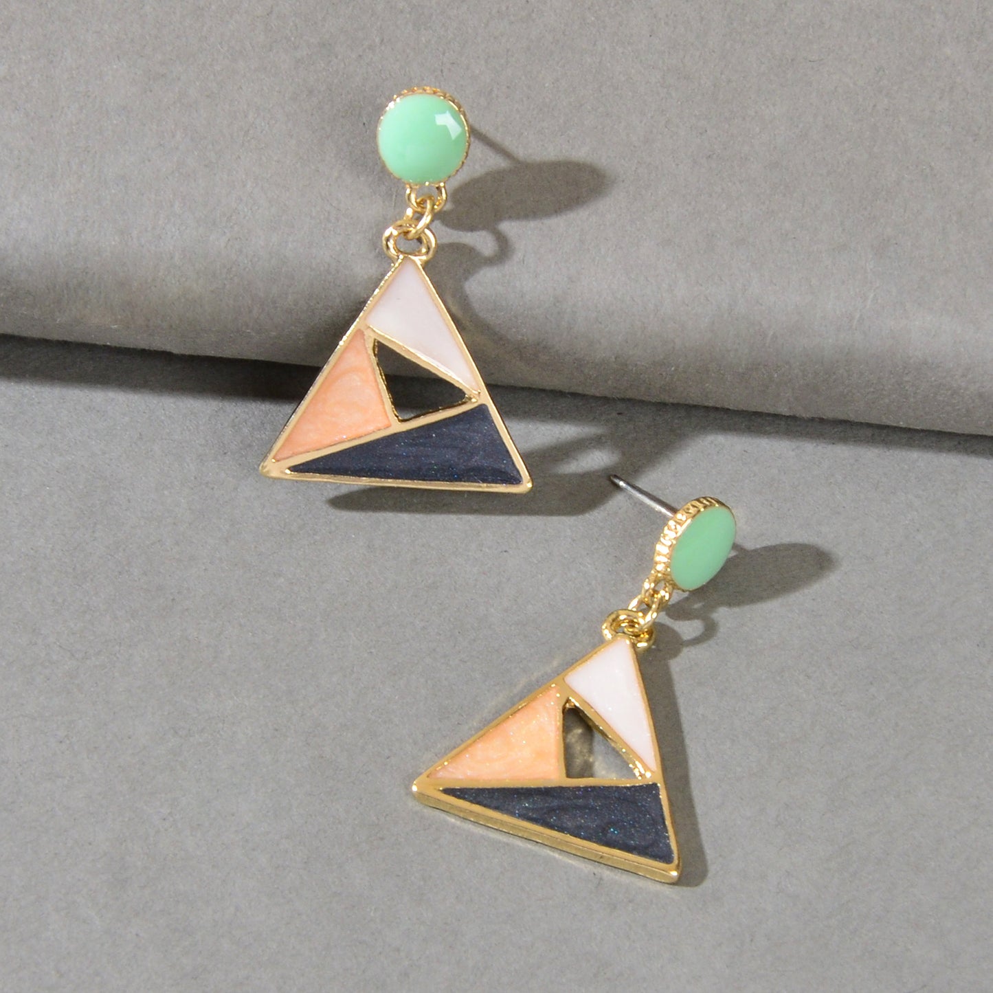 Trendy Multi-colored Enamel Triangle Geometric Dangle Party Designer Earrings