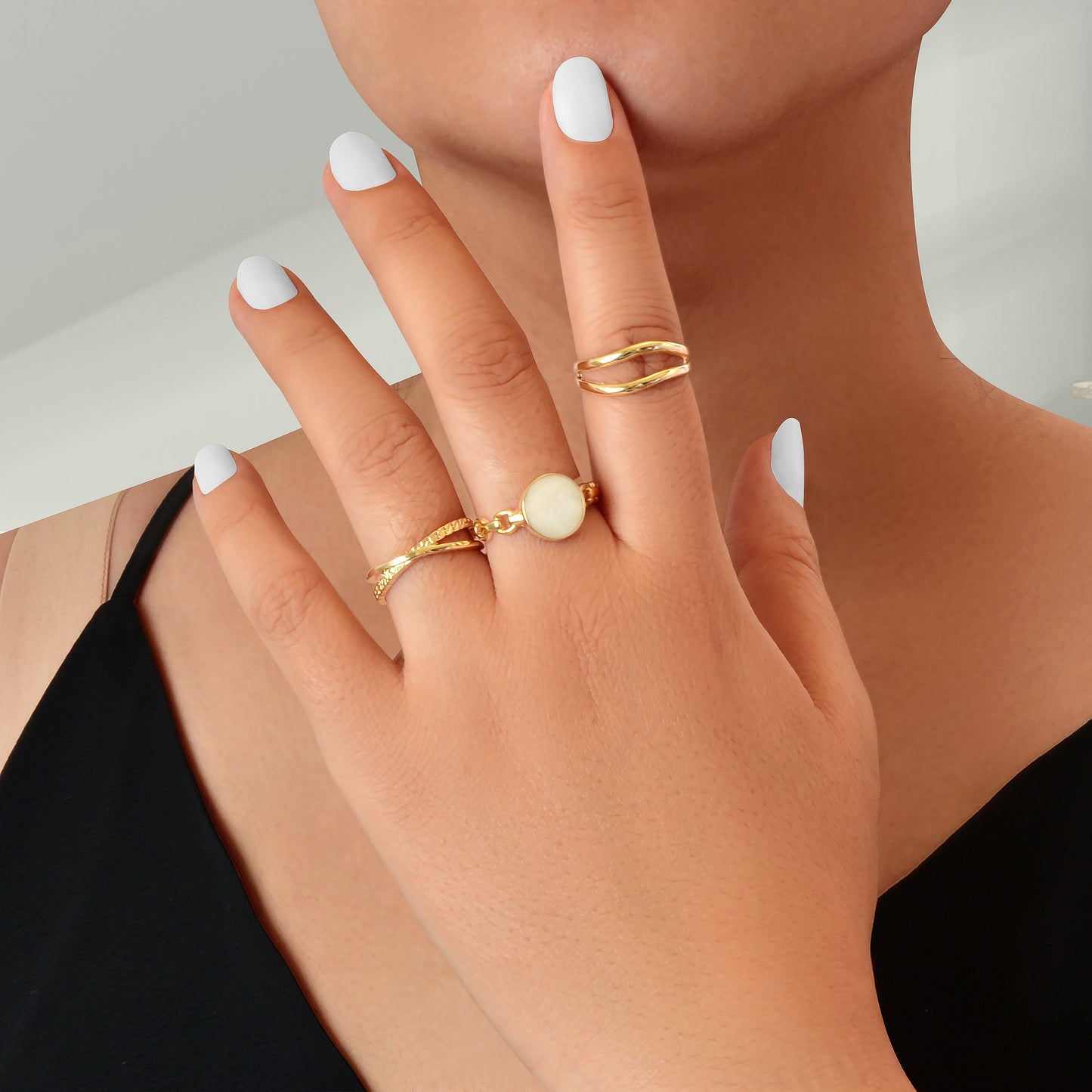 3 pcs Minimalist Round Eanmel Stackable Multiple Knuckle Midi Finger Ring Set