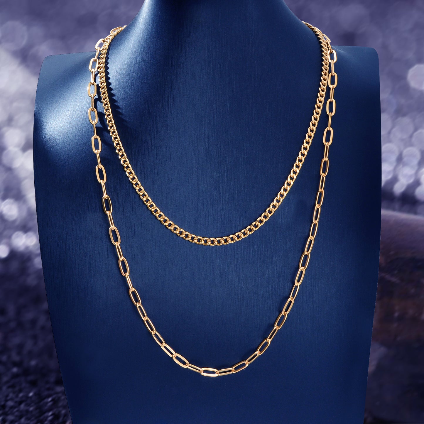 AU Stock 2pcs Chunky Link Chain Statement Layered Necklace Punk Rock Accessories