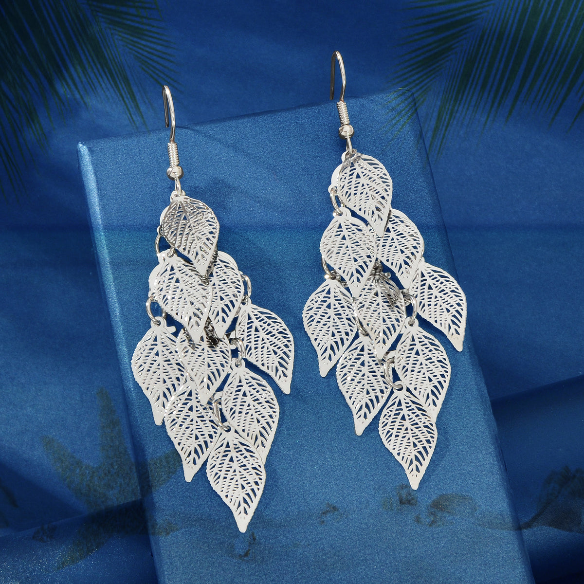 AU Local Bohemian Colorful Hollow Layered Leaf Stacks Hook Drop Dangle Earrings