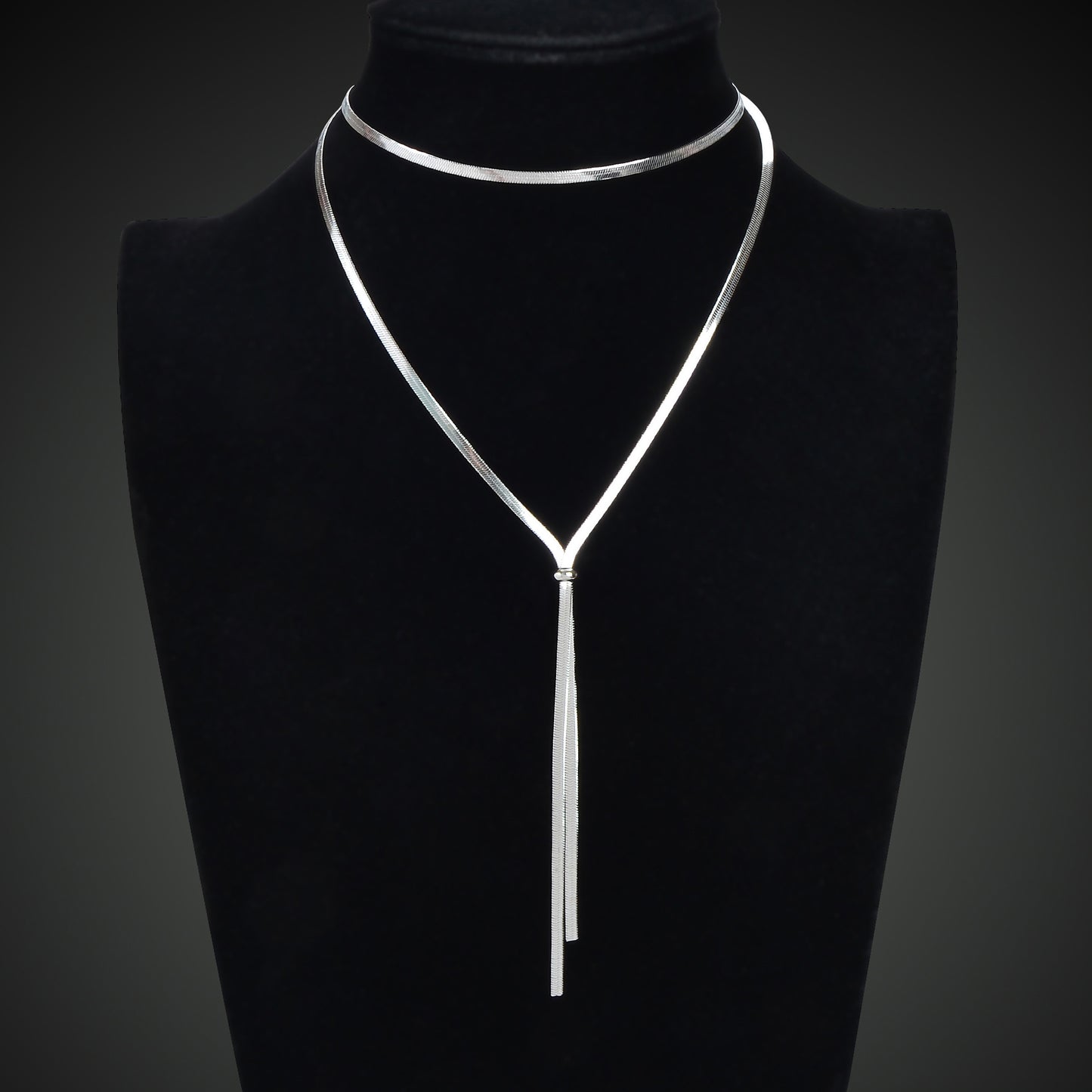 Minimalist Silvery Snake Chain Stainless Steel Y Style Adjustable Necklace Women