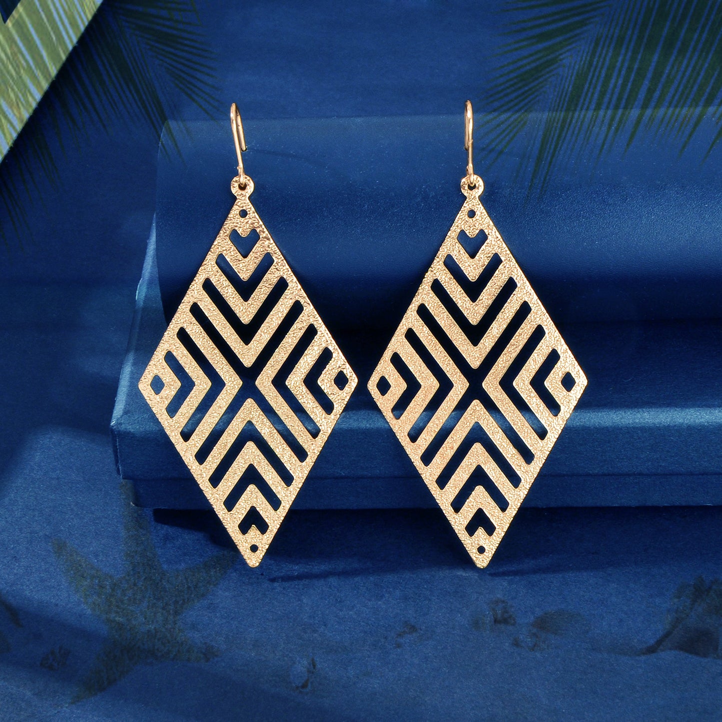 Hollow out Geometric Rhombus Drop Earrings Chic Ear Hook Boutique Jewellery