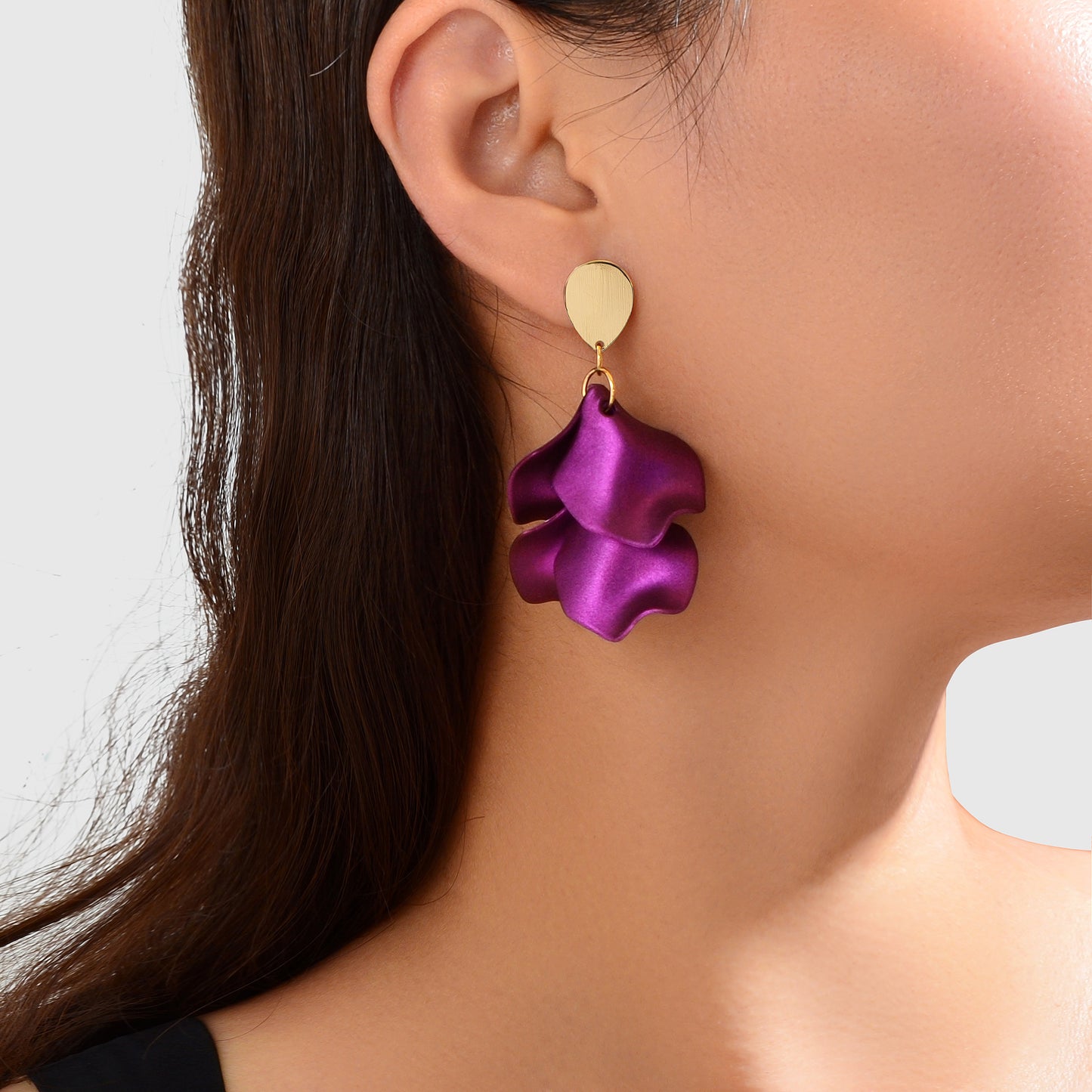 1pair Elegant Flower Petal Dangle Earrings for Women Daily Dating Party Jewelry
