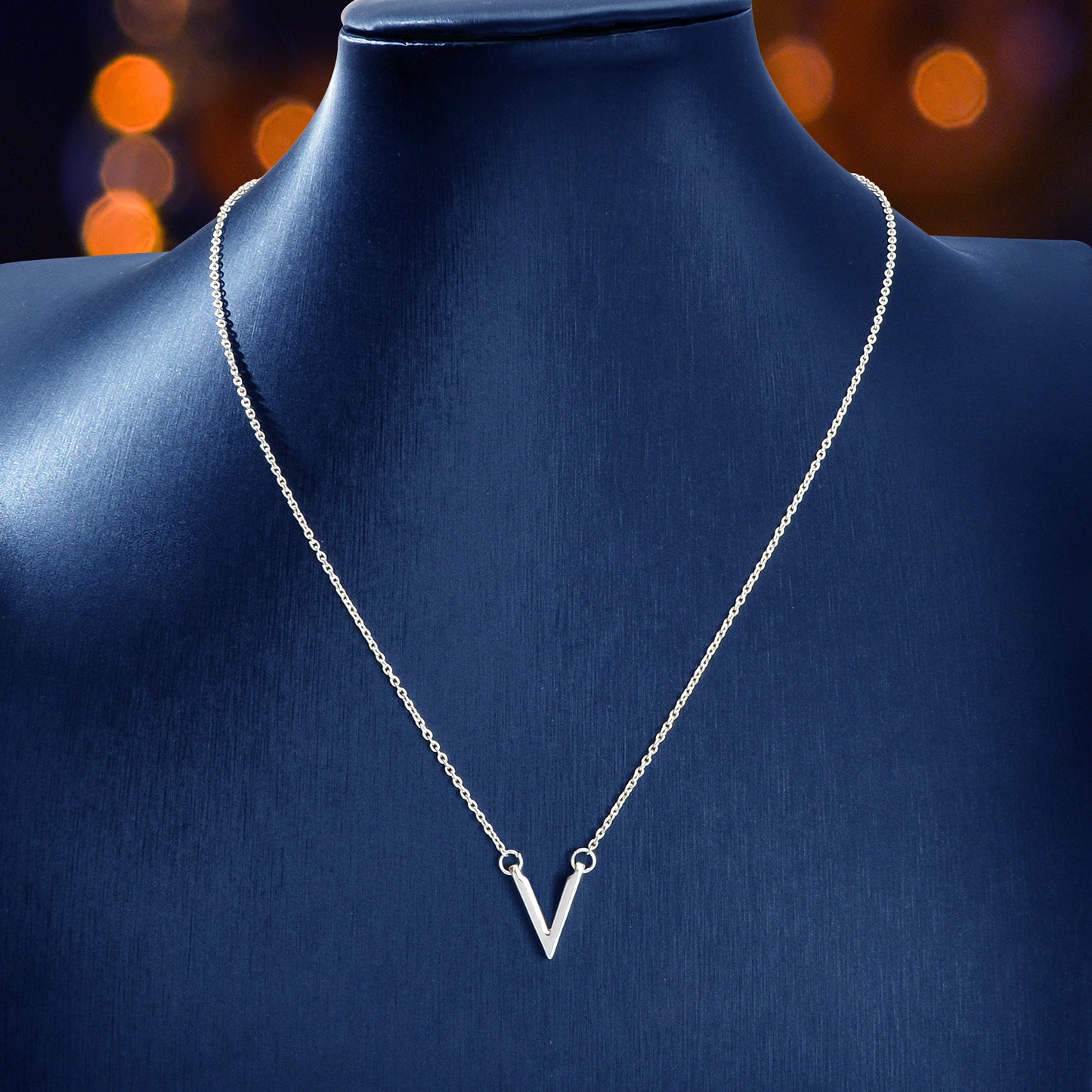 Initial V Pendant Necklace Victory Geometric Choker Boho Chain Lover Jewellery