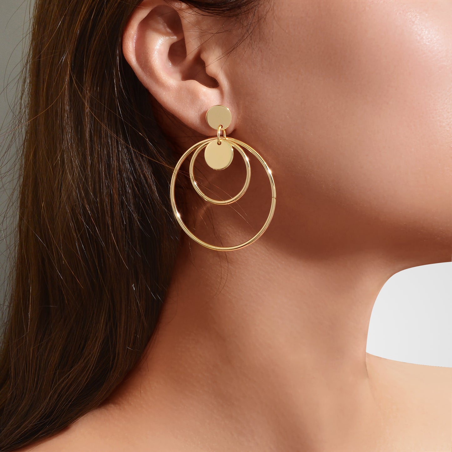 Fashion Gold Silver Circle Disc Charm Dangle Hoop Earrings Stunning Accessories