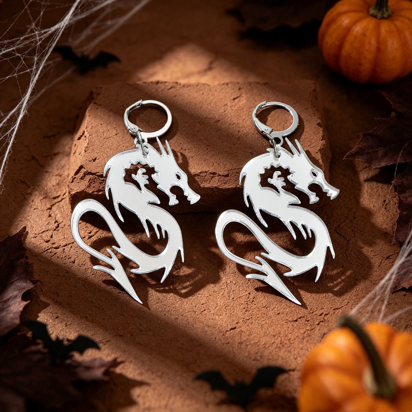 Halloween Acrylic Dragon Dangle Hoop Earring Gothic Spooky Party Cosplay Jewelry
