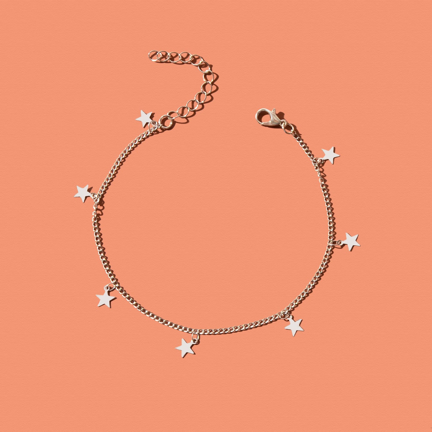 Minimalist Silvery Chain Star Charm Anklet Boho Chic Beach Vacation Foot Jewelry