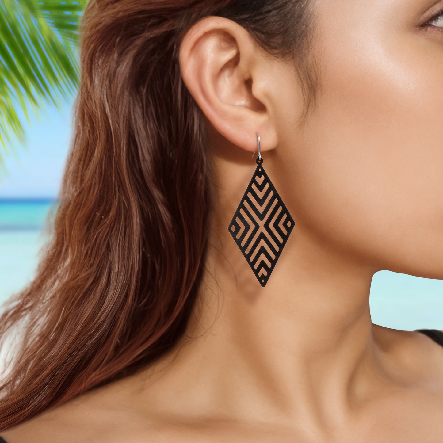 Hollow out Geometric Rhombus Drop Earrings Chic Ear Hook Boutique Jewellery