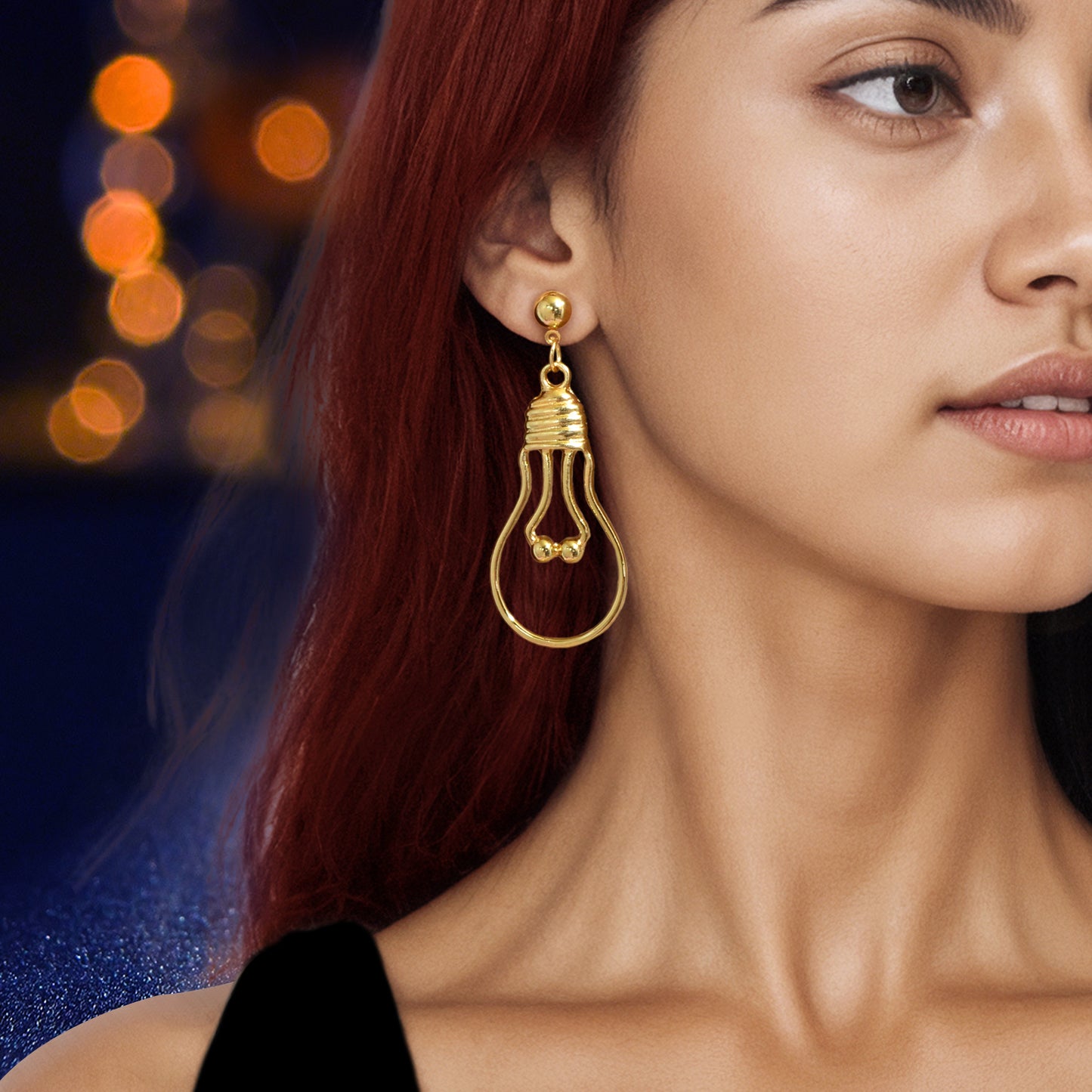 Punk Jewelry Gold Silver Metal Light Bulb Drop Statement Stunning Stud Earrings