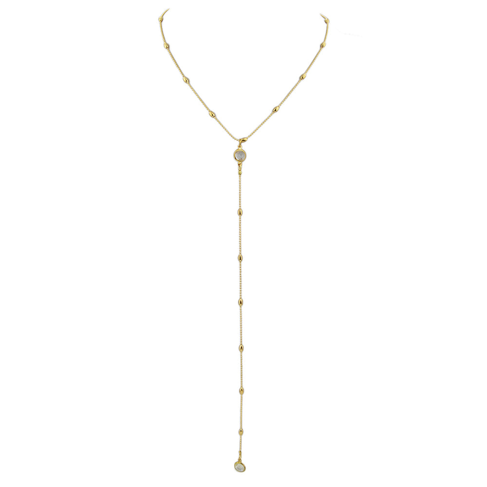 Sexy Gold Silver Beads Long Y shape Pendant Necklace Girls Teens Party Jewellery