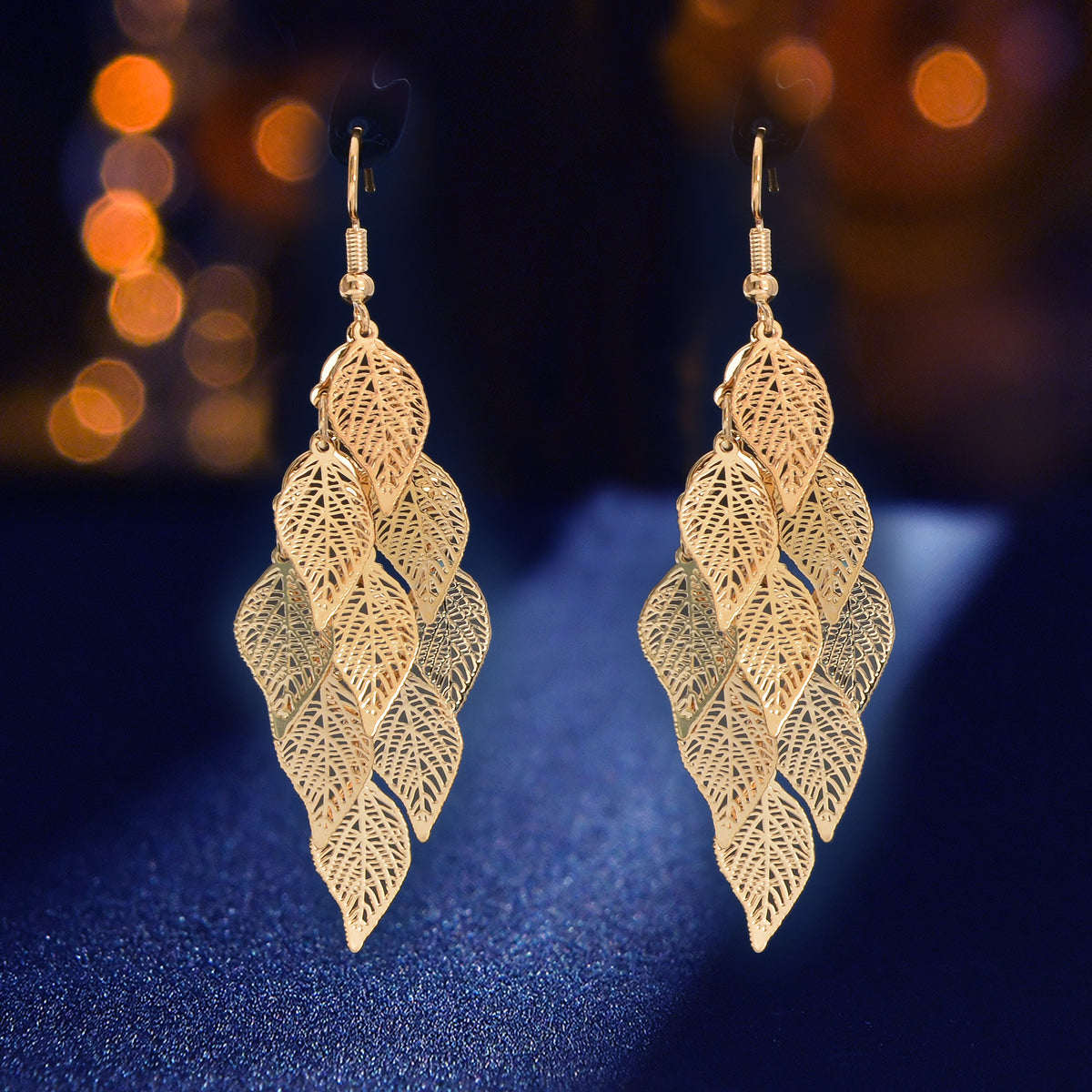 AU Local Bohemian Colorful Hollow Layered Leaf Stacks Hook Drop Dangle Earrings