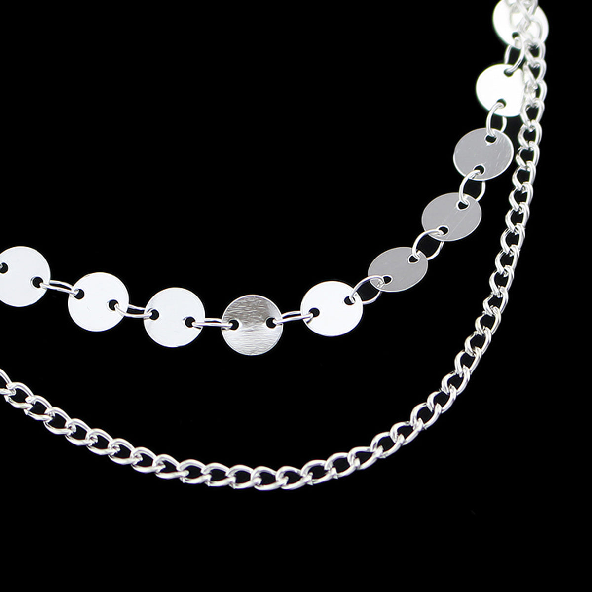 Beautiful Ladies Jewelry Double layer Disc Chain Short Collar Clavicle Necklace