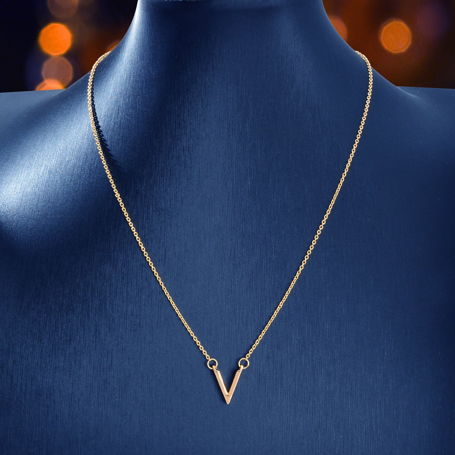 Initial V Pendant Necklace Victory Geometric Choker Boho Chain Lover Jewellery