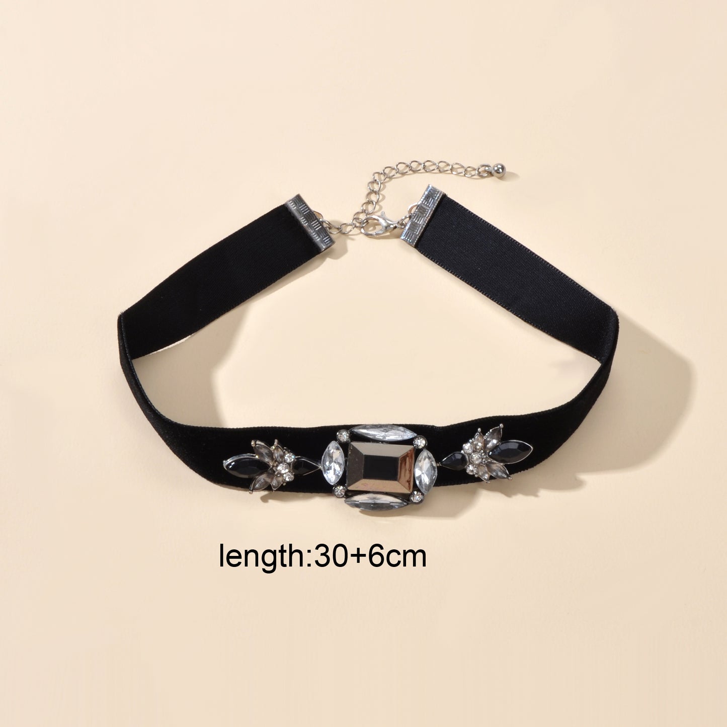 Retro Jewellery 90s Rhinestone Black Velvet Short Tattoo Choker Grunge Necklace