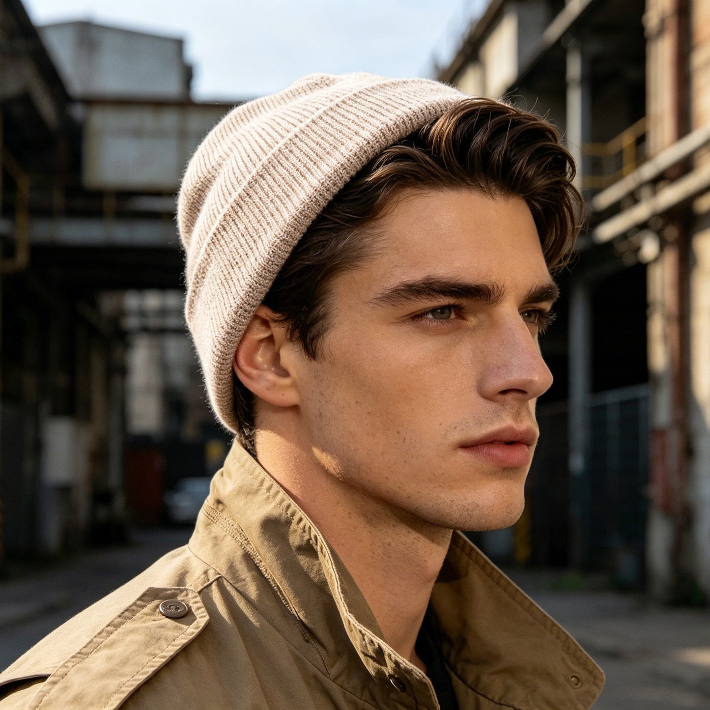 Black Beige Gray Beanie Soft Ribbed Cuffed Knit Men Hat Winter Urban Streetwear