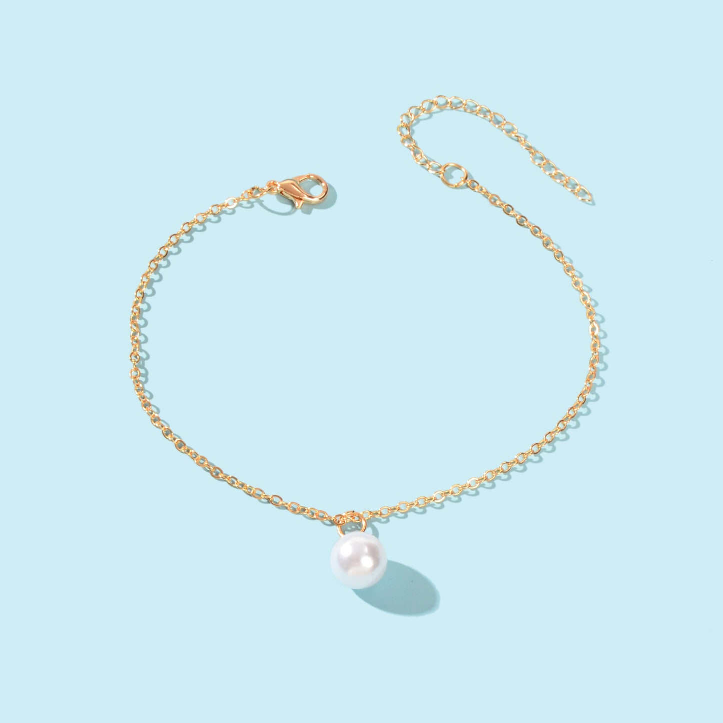 Adjustable Beach Pearl Charm Anklet Women Boho Ankle Gold Foot Chain Jewellery