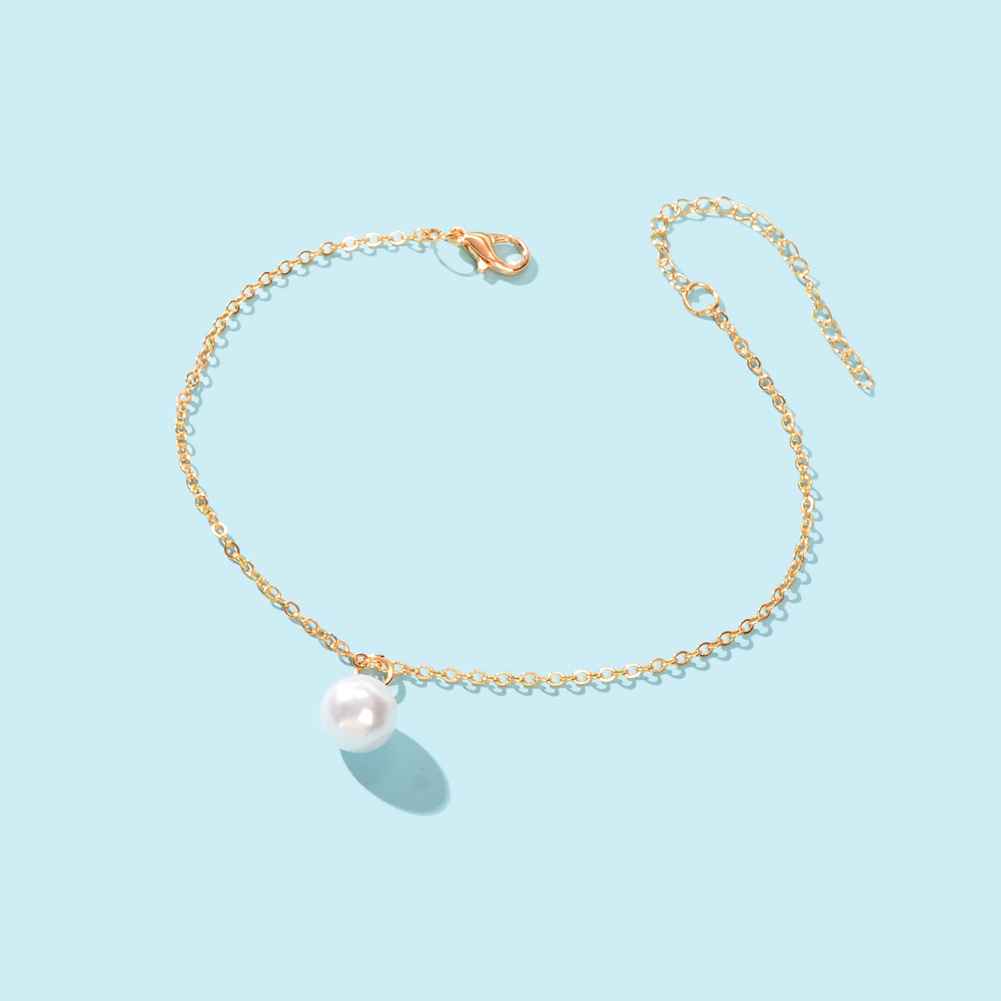 Adjustable Beach Pearl Charm Anklet Women Boho Ankle Gold Foot Chain Jewellery