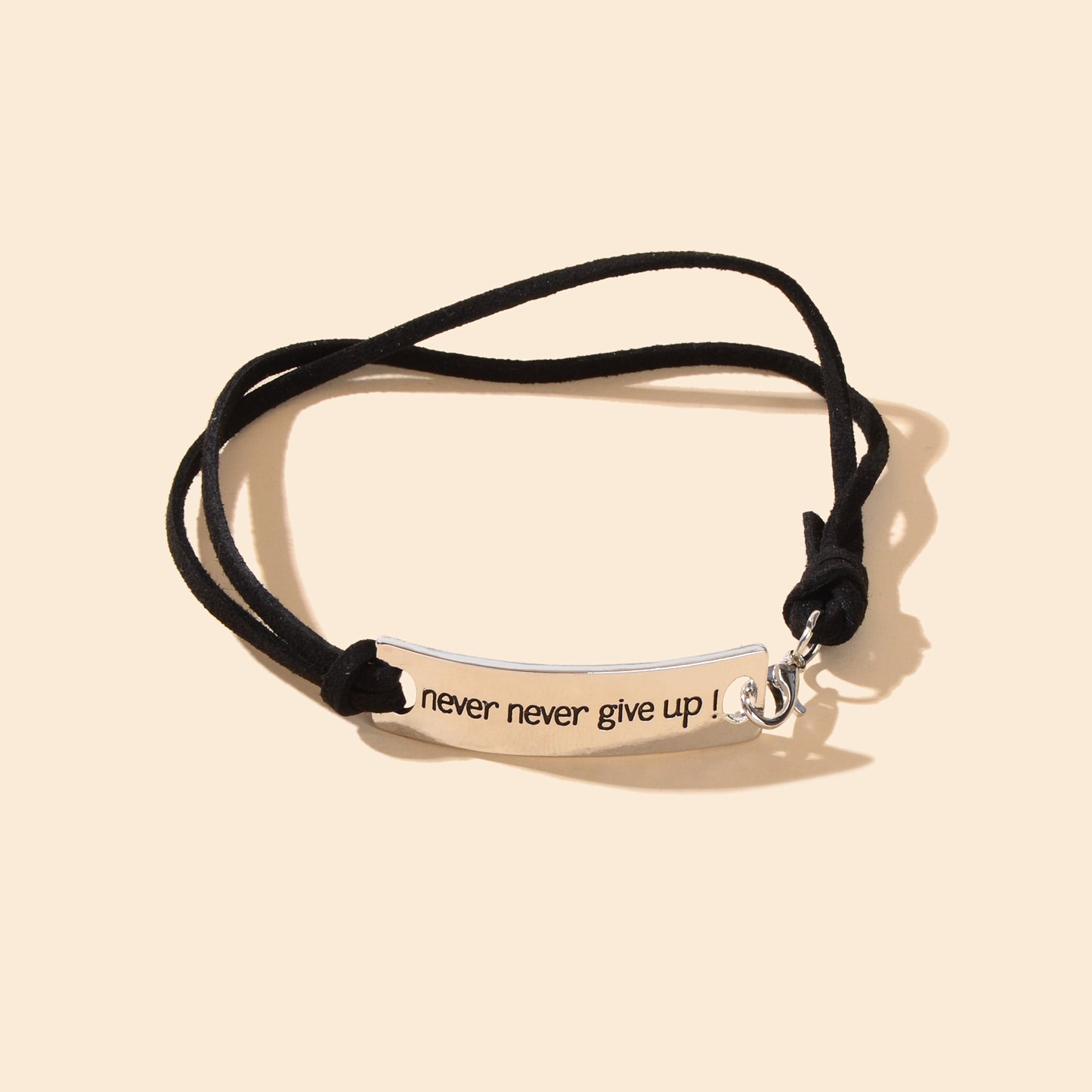 Minimalist Foot Jewellery PU leather Rope Silver with Letters Rectangular Metal Decor Anklet