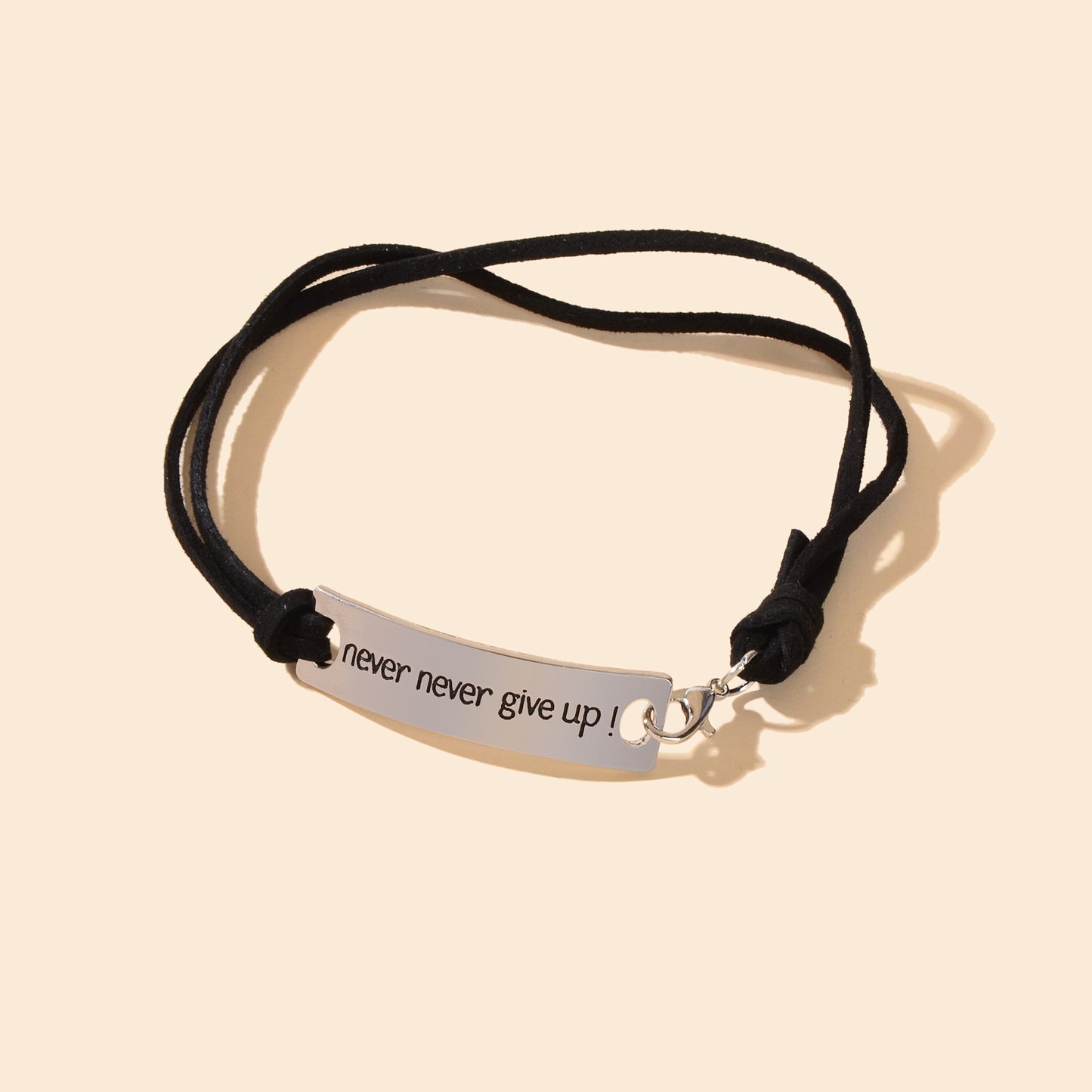 Minimalist Foot Jewellery PU leather Rope Silver with Letters Rectangular Metal Decor Anklet