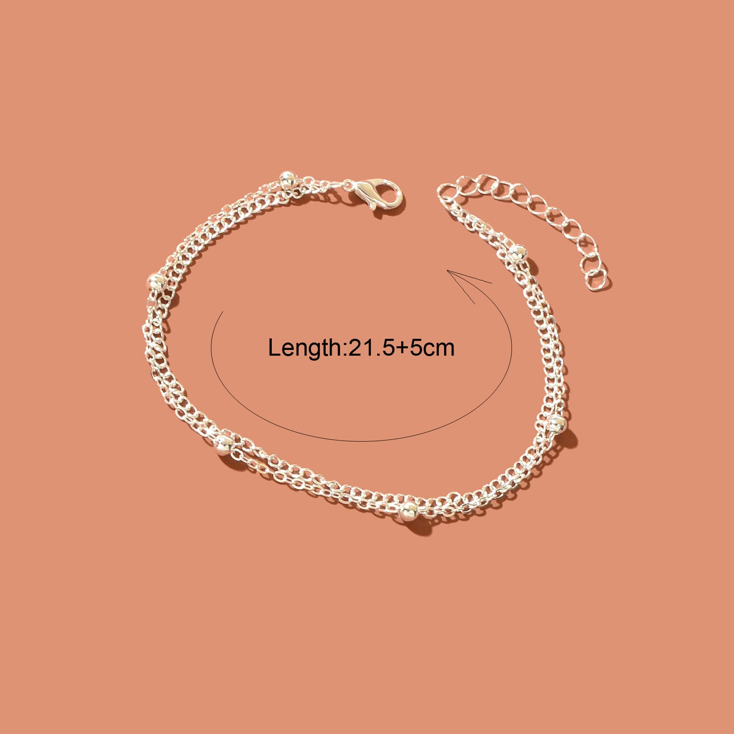 Beach Double layer Silver Bead Chain Anklet Bracelet Chic Dainty Foot Jewellery