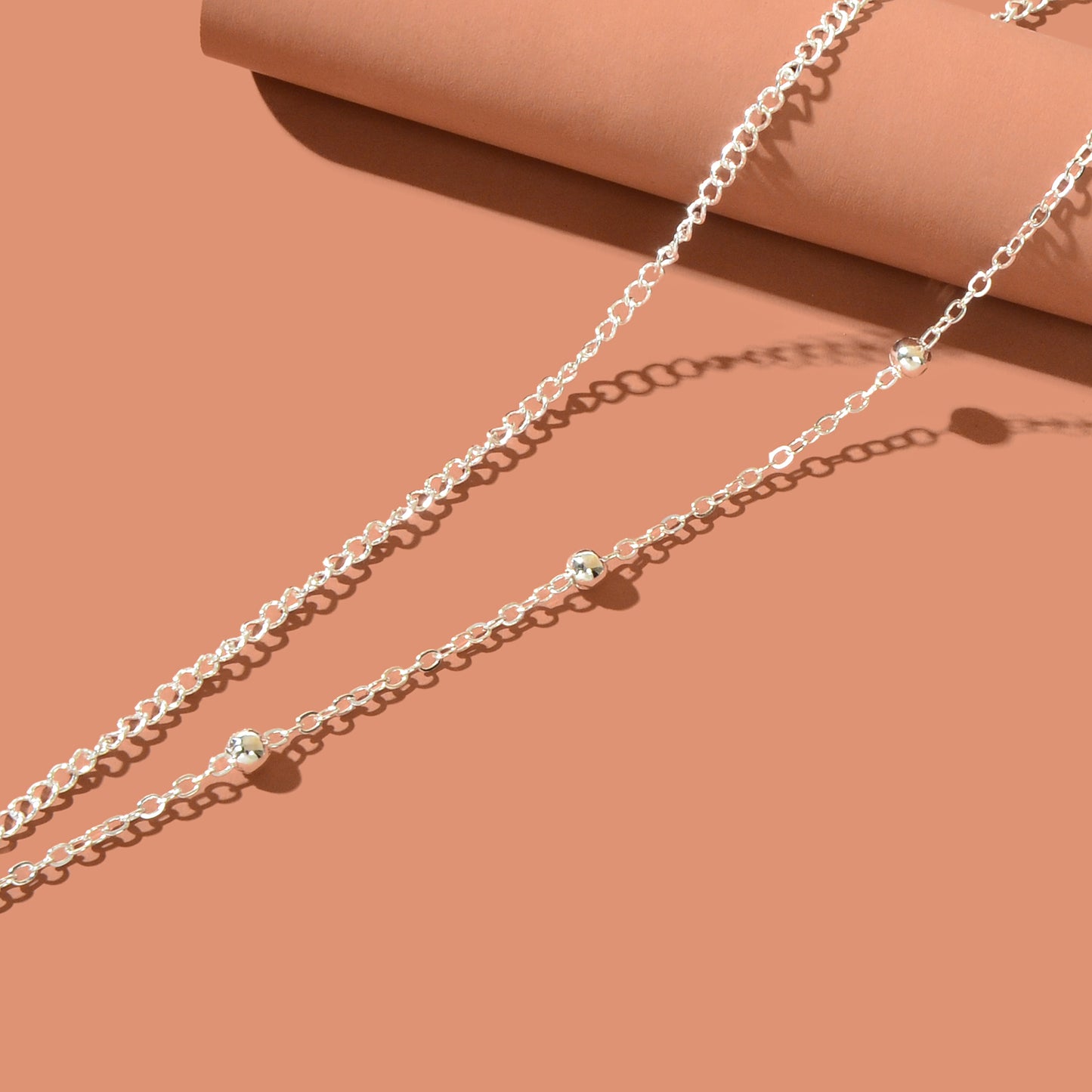 Beach Double layer Silver Bead Chain Anklet Bracelet Chic Dainty Foot Jewellery