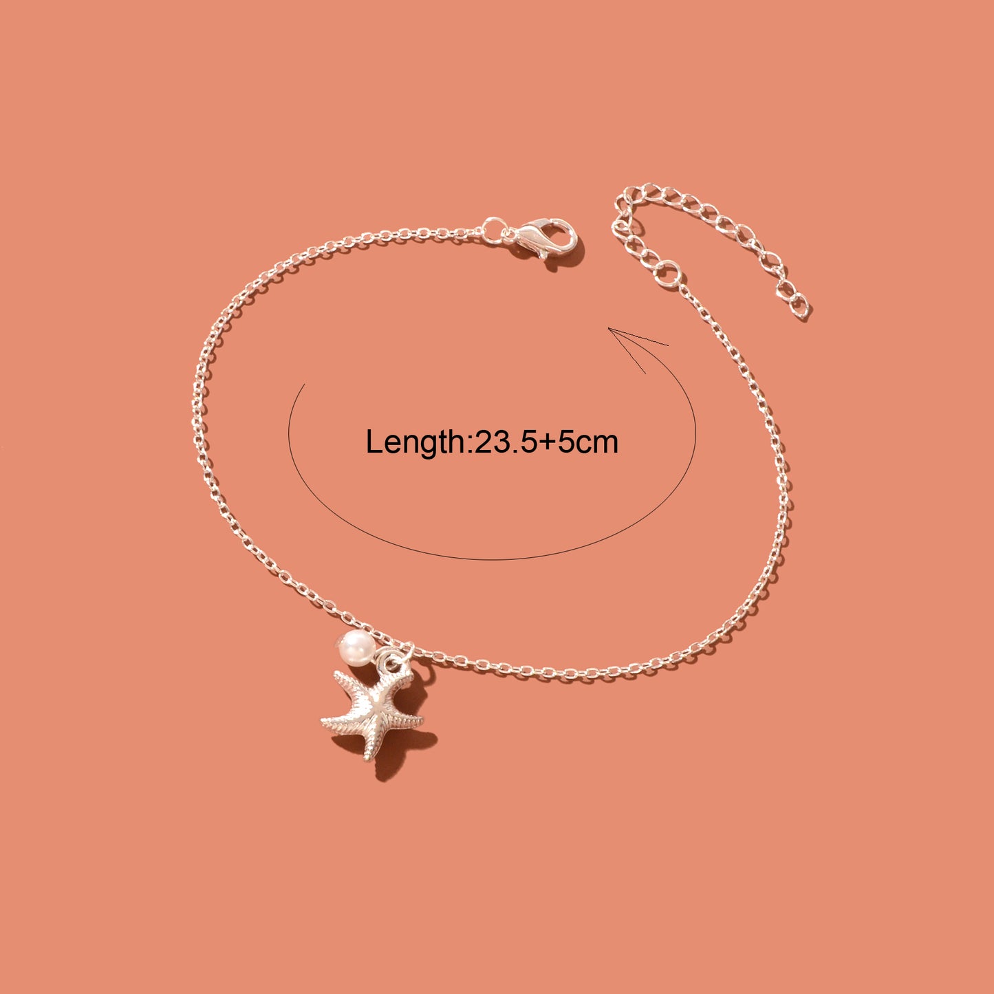 Foot Jewelry Starfish Imitation Pearl Charm Silvery Chain Anklet Beach Accessories