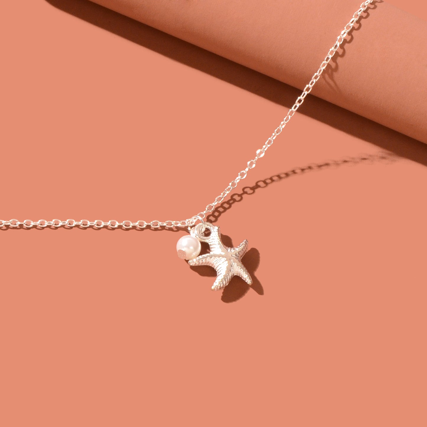 Foot Jewelry Starfish Imitation Pearl Charm Silvery Chain Anklet Beach Accessories