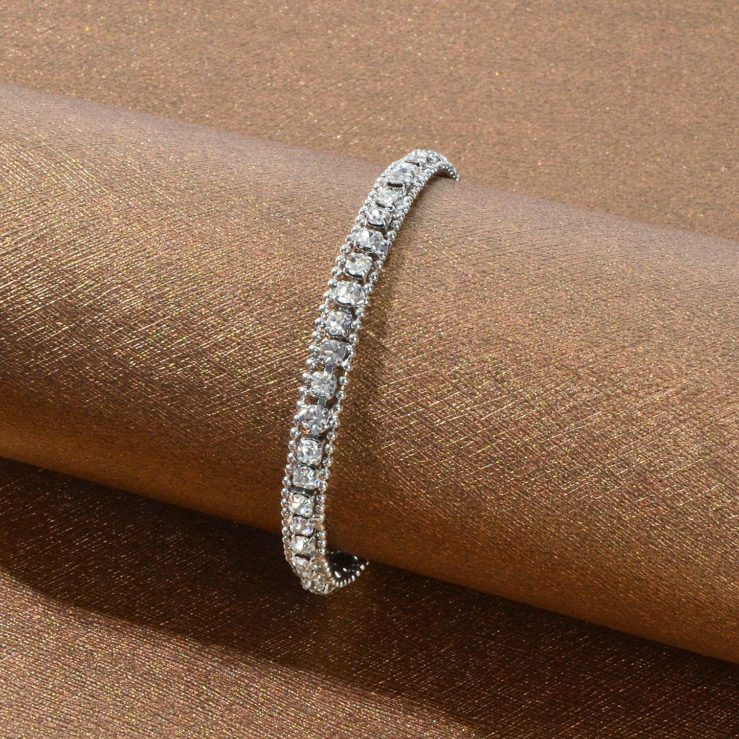 Gorgeous Anniversary Jewelry Rhinestone Decor Silvery Chain Bracelet for Women