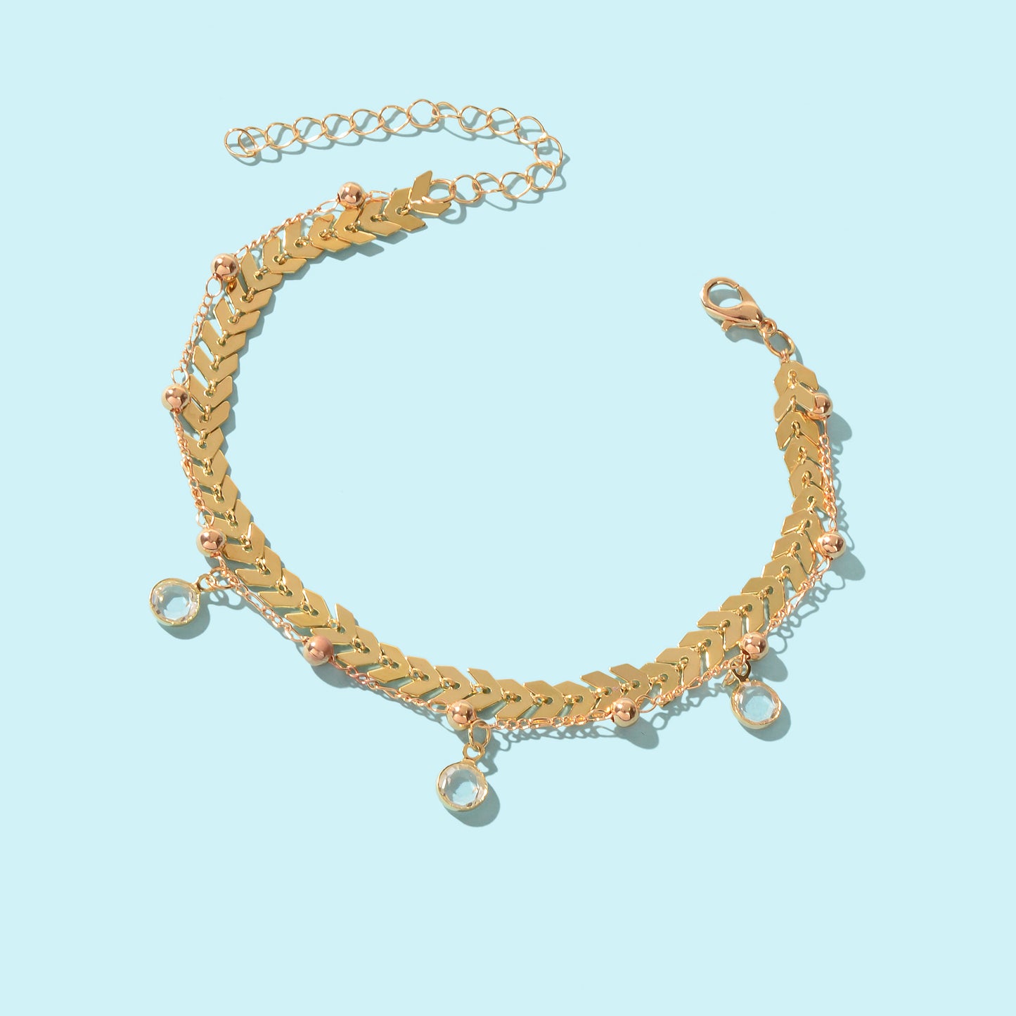 Beach Accessories Foot Jewelry Bead Decor Double layer Chain Fashion Anklet for Women