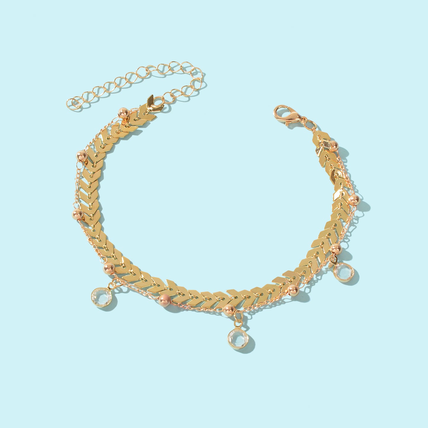 Beach Accessories Foot Jewelry Bead Decor Double layer Chain Fashion Anklet for Women