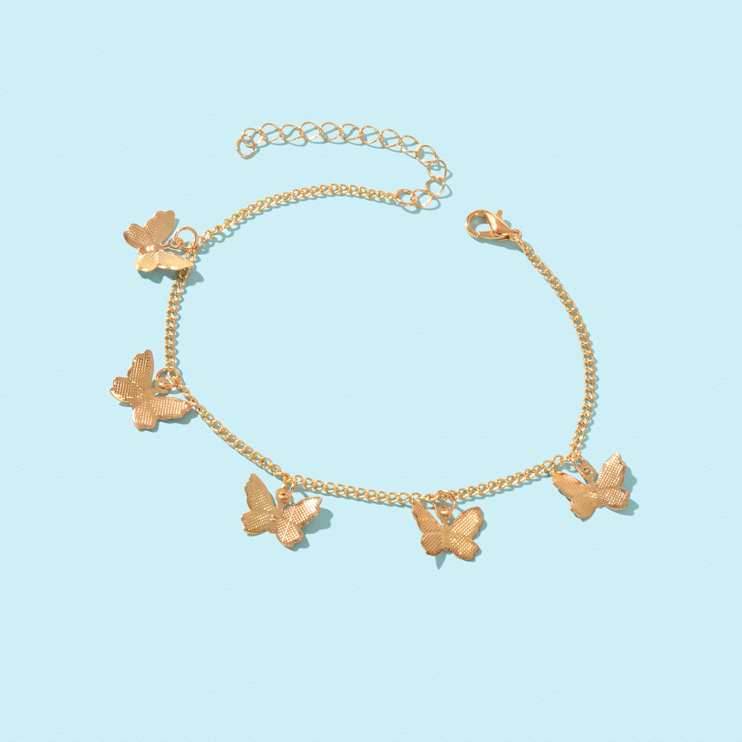 Gold Colour Butterfly Charm Anklet Women Holiday Beach Boho Foot Chain Jewellery