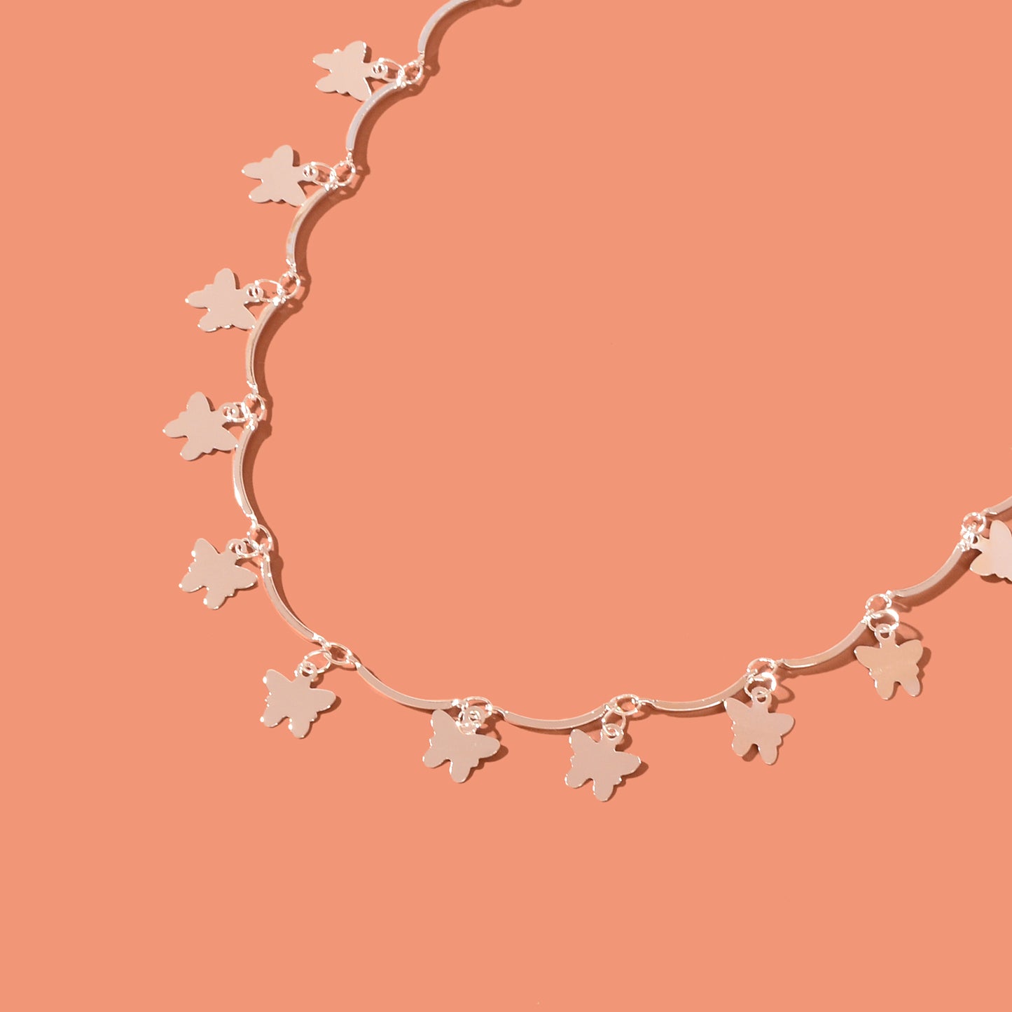 Vacation Foot Jewelry Butterfly Pendant Silver Metal Chain Adjustable Anklet