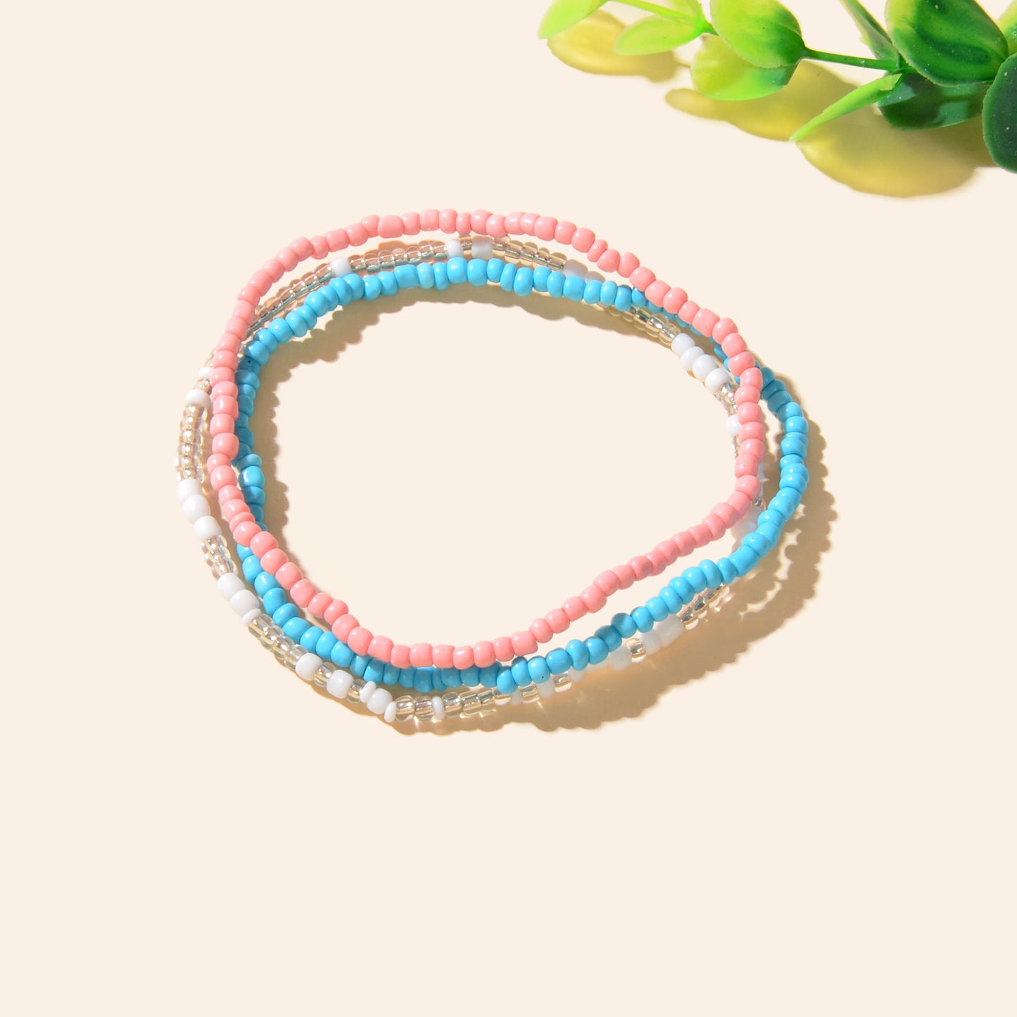 3pcs Bohemian Handmade Colorful Seed Beads Layered Anklets Holiday Beach Jewelry