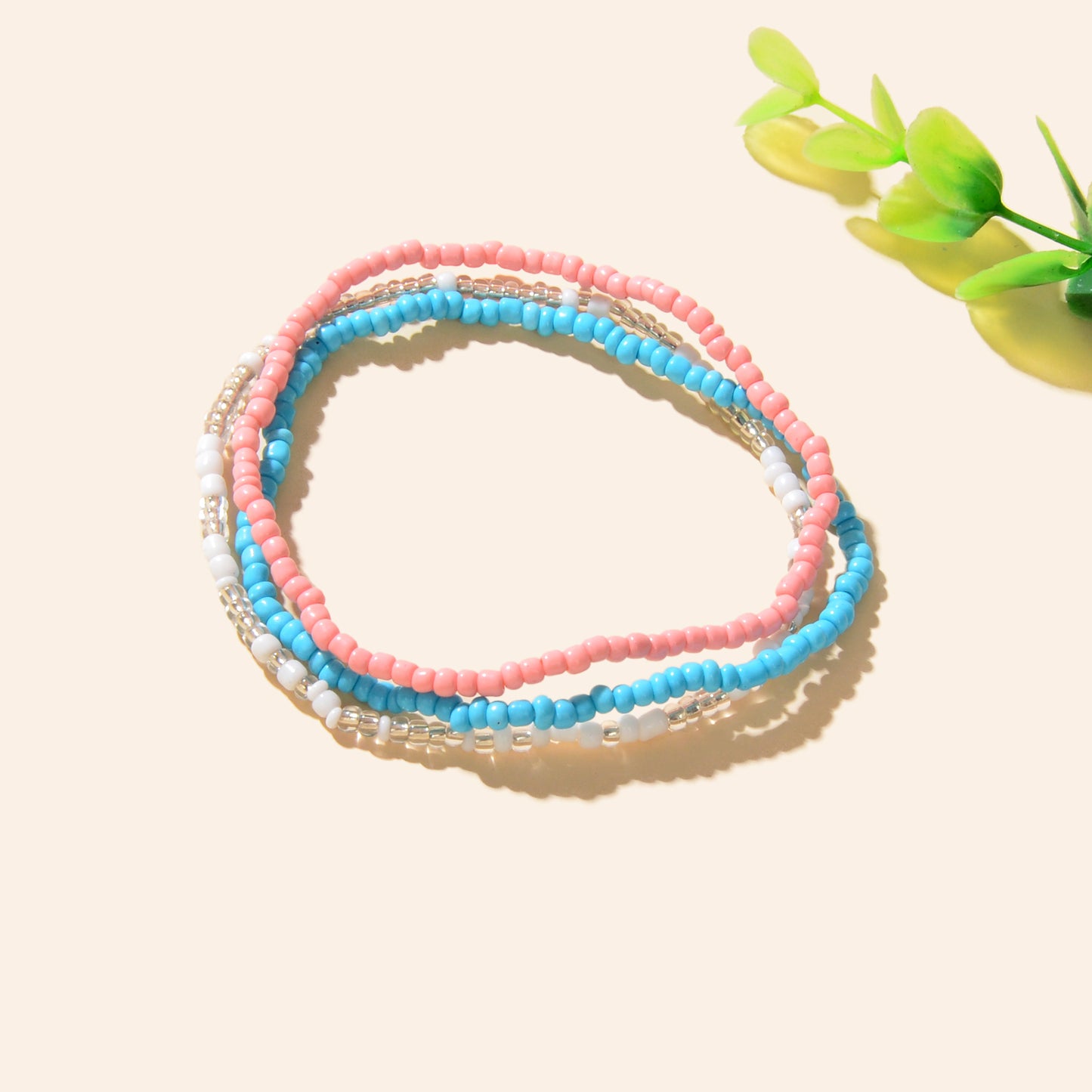 3pcs Bohemian Handmade Colorful Seed Beads Layered Anklets Holiday Beach Jewelry